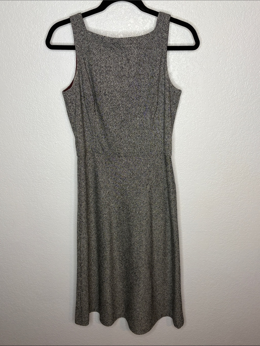 Vintage Ann Taylor Black White Speckled Wool Blend Career Wear MIDI Dress Size 6